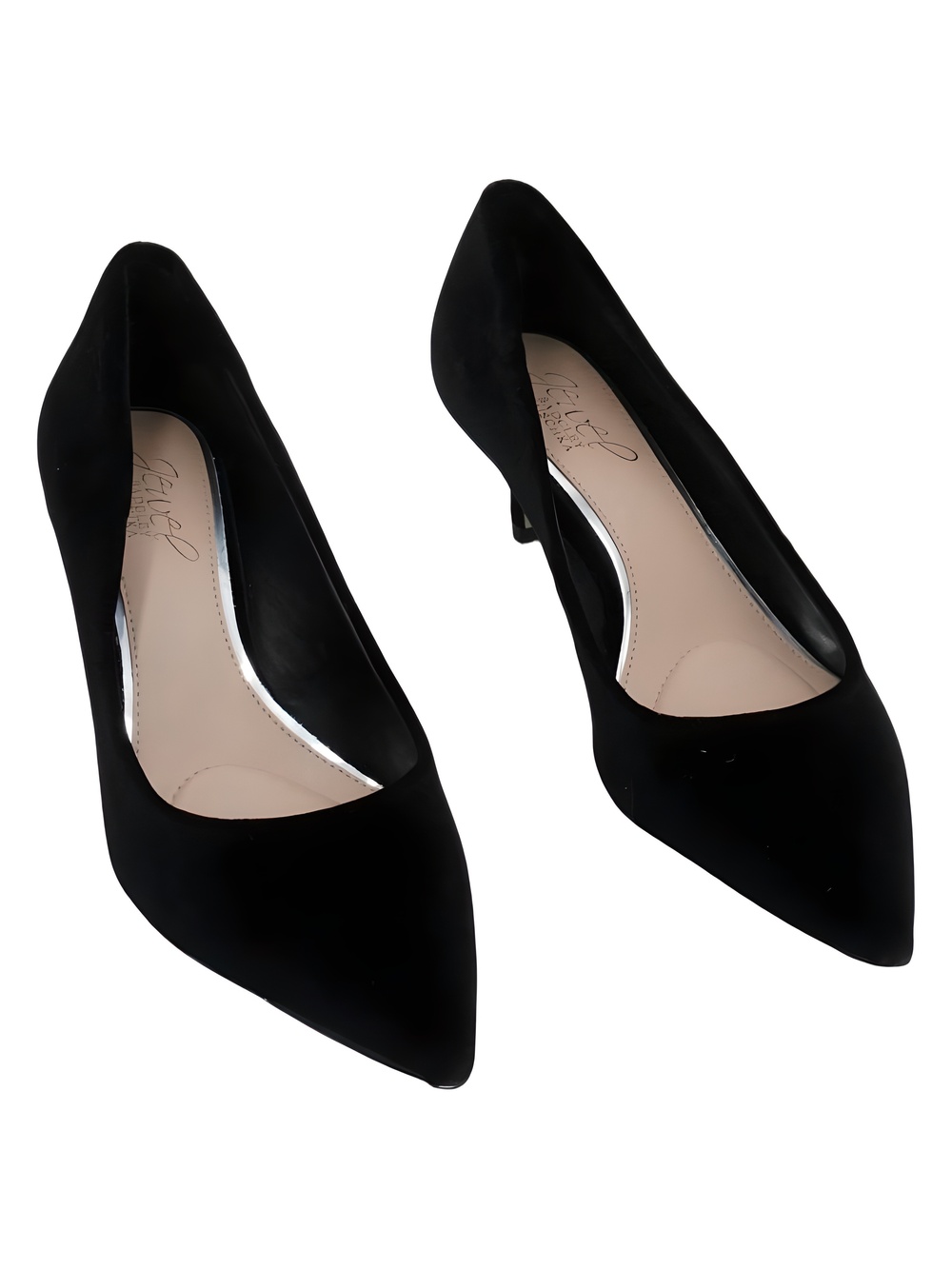 Jewel Badgley Mischka Enola Black Velvet Pointed Toe 2" Kitten Heel Size 6M